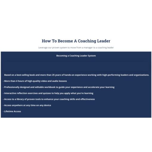 [Video Course] Becoming a Coaching Leader eCourse by Daniel Harkavy - Image 2